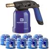KEMPER - Lampada a saldare guscio in acciaio piezo + 8 cartucce gas 190 g con sicurezza stop gas