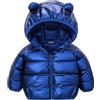 JinBei Cappotto Invernale per Bambini, Giacca Piumino con Cappuccio Dinosauro Blu Giubbotti, Bimbi Leggero Carino Imbottito Cappotti Autunno Giacche Neve Neonati Ragazzo Capispalla 1-2 Anni