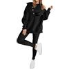 ALOEU Calmlily 3 Piece Hoodie Set Women, Tracksuit Button down Hoodies, Calmlily Oversized Hooded Casual 3pc Sweatshirt Suit(Black,M)