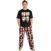 Disney Pigiama Uomo - Pigiama Uomo Cotone S-3XL Pigiami Uomo e Ragazzi a Maniche Corte Pigiami Due Pezzi da Uomo Lungo (Nero, S)
