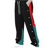 Generic Pantaloni da allenamento da uomo con bottoni laterali per aprire, pantaloni per il tempo libero, pantaloni da uomo, gamba larga e blocco di colore, jacquard, in cotone lavorato a maglia, Nero-B, L