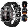 LAITIN Smartwatch Uomo Bluetooth Militari robusto outdoor 1,96 HD Fitness Tracker Impermeabile con Cardiofrequenzimetro,SpO2,120+ Modalità Sport,Chiamate,Notifiche,Compatibile Android iOS (Nero)