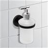 IPEA Porta Dispenser Adesivo da Parete Nero - Non Necessita Foratura - Design Moderno - Elegante Porta Flacone da Muro per Sapone Liquido da Incollare in Bagno, Doccia, Casa - Supporto Autodesivo