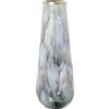 DRW Vaso da pavimento in vetro con filo in acciaio dorato smussato dorato, bianco e nero 25x25x71cm