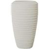 DRW Vaso da pavimento in ceramica beige sabbia ondulata 22x22x40cm