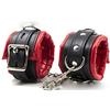 BONDAGERIE® Manette per Coppia Nero e Rosso, imbottite e morbide, sexishop uomo donna lui lei accessori catenina metallo