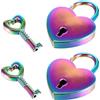 PWCTNT Lucchetto con serratura a forma di cuore, con chiusura ermetica, 2 pezzi, colorato e personalizzato, piccolo lucchetto in metallo per diario, portagioie, organizer, armadietto, valigia, bagaglio