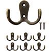 Fuxxer® - Gancio classico per guardaroba, doppio gancio, gancio per asciugamani, gancio in ferro, stile vintage, stile rustico, set da 6 pezzi, bronzo