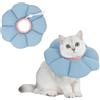THKOFPET Collare Elisabettiano GattoCollare,Morbido per Gatti,Collare Recupero Regolabile Impermeabile, Stile Fiore Tutte le Stagioni (Blu S)