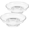 Enbebamd Piatto di Sapone in Vetro da 2 Pezzi, Porta Sapone Trasparente 4.25x4.25x1.38 Piccola Spugna in Vetro Casella per Piatto per lavandino, Bagno, Doccia, Vasca da Bagno