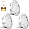 YindaLux Set di 3 faretti da incasso a LED, 230 V, dimmerabili, 3 W, 3000 K, luce bianca calda, 300 lm, foro 55-58 mm e 15 mm, IP44, faretto da incasso per armadio a specchio, cromato