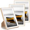 Baoee Cornice A5 in rovere bianco bicolore, set di 3, cornice per foto con vetro acrilico, cornice A5, cornice per poster, cornice per certificati, montaggio a parete