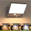 YindaLux 24W Lampada da Esterno con Sensore di Movimento, IP65 LED Applique da Parete Esterno Ruotabile di 240° e 60° in Alluminio, 3 Temperature di Colore Luce da Esterno per Cortile, Antracite