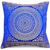 KIKAN Federe per cuscini Banarsi, in seta, stile etnico, con mandala indiano, 40,6 x 40,6 cm Royal Blue