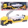 Toyland® - Camion trasportatore a cassone piatto Scania con barca a motore - Scala 1:48 - Ruota libera (Camion giallo)