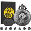 Keller & Weber Set di Dadi Mini DND, Steampunk Monk Pugno Custodia per Orologio da Tasca, 7 pezzi in Metallo Poliedrico Set di Dadi D&D, Regali di D&D con Scatola Regalo, Accessori per Giochi di Ruolo, Argento Scuro