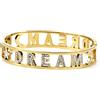 Flowers Bracciale Rigido in Acciaio dorato o argentato scritte varie con zirconcini. Sacchettino in tessuto. Idea Regalo Hope, Love, Family, Dream, Carpe Diem, Amore (Dorato Dream)