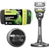 Gillette LABS Rasoio Uomo, Con 2 Lamette Gillette LABS Con Barra Integrata, Base Magnetica, Crema Idratante Viso e Barba, Custodia Da Viaggio, Grigio, Rasoio Manuale, Lamette da Barba Autentiche