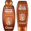 Garnier Set shampoo e balsamo Ultimate Blends | Ristrutturante elegante con olio di cocco e burro di cacao levigante per capelli eleganti, lisci e senza effetto crespo | 360ml|