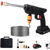 WoskjXas Idropulitrice Portatile Senza Fili, Idropulitrice Senza Fili con 2 Batterie, 21V Idropulitrice a Batteria, 2 Ugelli, Tubo da 5M, Idropulitrice Elettrica Senza Fili per Auto/Giardino/Pavimenti/Esterni