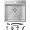 Sofetiy Lavello da cucina 45 x 45 cm, in acciaio inox 304 rettangolare, con sifone, lavabo da cucina per sottolavelli a partire da 45 cm di larghezza, 1 lavello da incasso in acciaio inox
