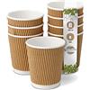 BIOZOYG 100x bicchierini caffè isotermici 200 ml / 8 oz, Ø 80 mm bianco/marrone - bicchieri carta a doppio strato e senza plastica - bicchierini caffe carta