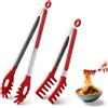 HE-SANQI 2 pinze per pasta e spaghetti, in silicone resistente al calore, 22,9 cm e 30,5 cm, pinze per pasta e spaghetti con denti, pinze in silicone per servire cibo, cucinare, insalata, spaghetti e spaghetti