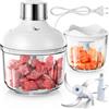 Bear 0,6 l + 2 l tritacarne elettrica ciotola preparazione, tritatutto multifunzione a 2 velocità, 4 lame in acciaio inox, con contenitore in vetro, base antiderrapante, per carne, verdure, frutta,