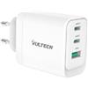 VULTECH Caricatore Adattatore Universale Vultech CC65-2C1A 2 Porte Type-C 1 Porta USB PD65 GaN PPS 65W - QC3.0- Bianco Dimensioni Compatte