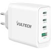 VULTECH Caricatore Adattatore Universale Vultech CC100-3C1A 3 Porte Type-C 1 Porta USB PD100 GaN PPS 100W - QC3.0- Bianco Dimensioni Compatte