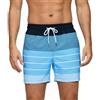 Vorvowry Costume Uomo Mare Asciugatura Rapida Estivo Stampato Boxer Mare Pantaloncini con Traspirante Fodera in Rete Tasca con Cerniera Costumi da Bagno Strisce Blu e Bianche M