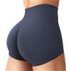 ZAAYO Pantaloncini sportivi da donna, Invisible Scrunch, per allenamento, palestra, a vita alta, push up, yoga, biker, corsa, pantaloni corti, Nero , L