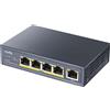 CUDY Unmanaged Switch Gigabit POE+ 5 porte