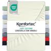 Komfortec Lenzuolo con Angoli in Jersey 100% Cotone - 140x200 cm - 135 g/m² - Morbido, Traspirante e Delicato sulla Pelle - Certificato Oeko-Tex - Per Boxspring, Topper e Materassi - Ecru
