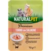 NaturalPet Premium Cat Adult Umido Bustine in Gelatina 70 gr - tonno con salmone - Confezione da 6 pezzi - 1° ORDINE? scegli lo sconto BZR5 / BZR20 + 200 punti fedeltà
