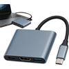 Huybaa Adattatore 3-IN-1 USB C a HDMI - PD, con 4K HDMI, USB-A 3.0, Plug and Play
