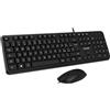 VulTech KM-811 Kit Tastiera e Mouse USB silenziosi layout italiano QWERTY. Design compatto, Tastierino numerico, 12 tasti multimediali, protezione liquidi, PC/Laptop, Windows/Mac/Linux, Nero