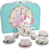 GICO Set da tè per bambini, valigia da gioco, set da tè con tema unicorno, giocattolo, stoviglie in porcellana, 13 pezzi - CH12102