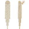 Clearine Orecchini a clip per Donne Moda Lunga Goccia Chandelier Scintillio Strass Cristalli Nappe pendenti Trasparente Oro-fondo