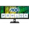 AOC U34E2M Monitor Ultrawide 34" WQHD VA 100Hz 4ms Nero per PC