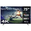 Smart-Tech TV QLED 75 pollici 4K Ultra HD Google TV WiFi Bluetooth HDR10 75QG03H Grigio