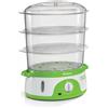 Ariete Healthy Steam 911 Vaporiera Elettrica 3 Cestelli 9L Timer 60min 800W Bianco Verde