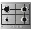 Candy CHW6BRX Piano Cottura Gas 4 Fornelli da Incasso in Acciaio Inox 59,5 cm