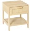 HOMCOM Comodino Moderno con Cassetto e Ripiano Inferiore Portaoggetti, in MDF, 40x40x48 cm, color Legno|Aosom