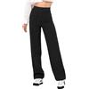 Zhiaek Pantaloni Donna Eleganti Vita Alta Casual Elastica Gamba Dritta Pantaloni Lunghi con Tasche per Business Ufficio Lavoro Nero XL