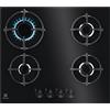 ELECTROLUX EGG64272K PIANO COTTURA DA INCASSO 60CM 4 FUOCHI A GAS IN CRISTALLO NERO - PROMO