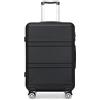 KONO Custodia rigida grande e leggera KONO 74x48x30cm valigia Trolley 94L con 4 ruote doppie e materiale ABS con serratura TSA - Black