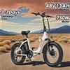 U3 E-Bike 750W Motore 48V13AH Batteria rimovibile Ammortizzante Bici elettrica 20 pollici Fat Tire - white