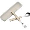 VANRA 2-Piece Set Posate per Bambini in Acciaio Inox 18/10 Argento Bambino Stoviglie Posate Posate Utensili forchetta e Cucchiaio da tavola con Custodia da Viaggio per Bambini Bambini (Cromato)(crema)