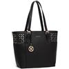 Miss Lulu borsa da donna Shopper borsa a tracolla elegante borsa grande con incisione Laser con tracolla regolabile per donna - Black